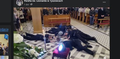 Niezwykłe sceny w kościele w Tyszowcach. Strażacy nagle padli na ziemię. Potem uciekli ze świątyni