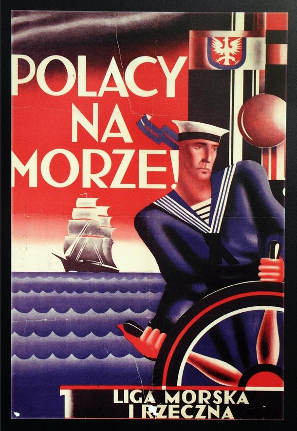 Plakat propagandowy Ligi Morskiej i Rzecznej, lata 30.