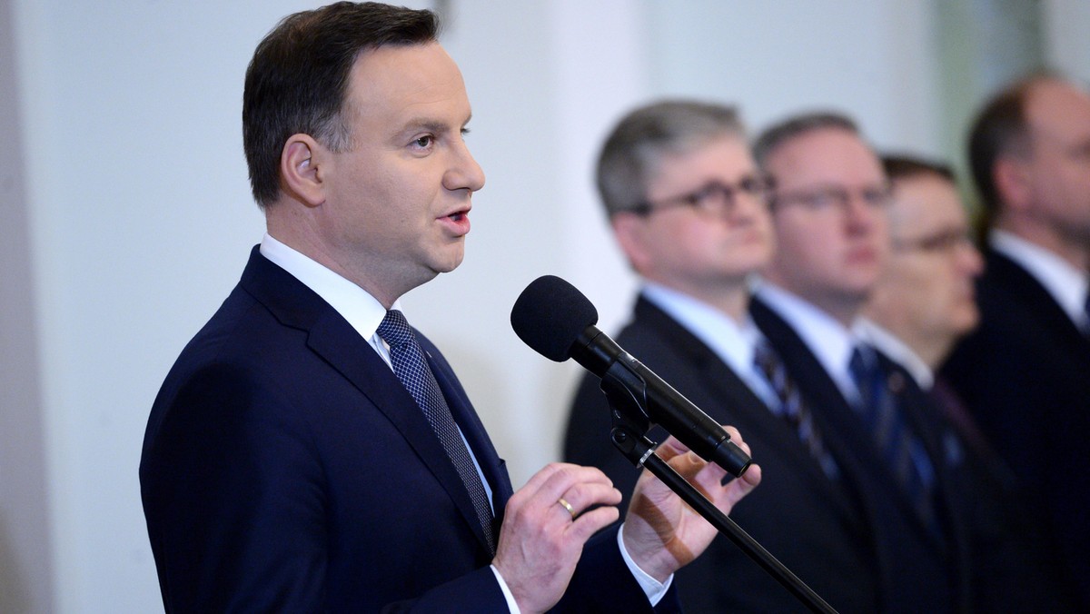 Andrzej Duda przemawia podczas zaprzysiężenia Juli Przyłębskiej