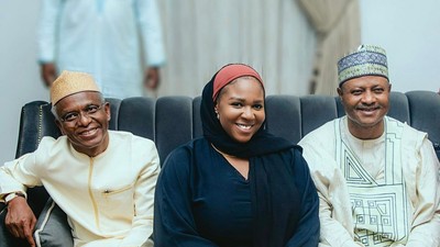 (Left) Nasir El-Rufai. (Middle) Jewel Pam, Uba Sani (Right)