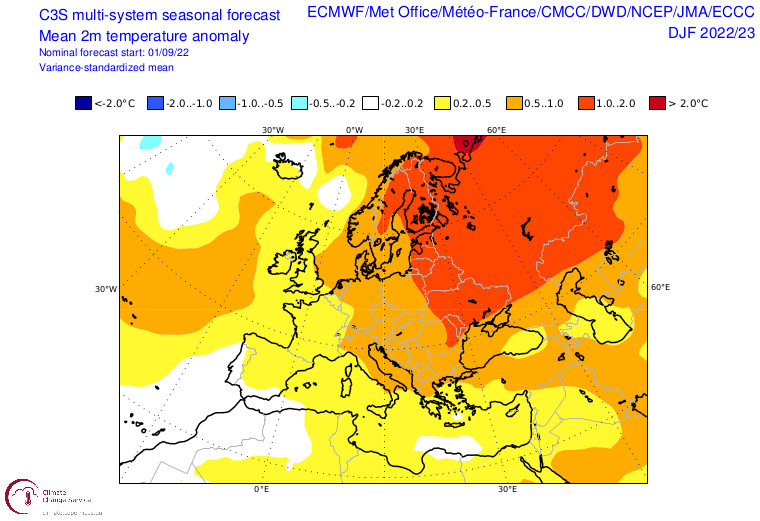 Zima w Europie zapowiada się całkiem ciepło, szczególnie na wschodzie