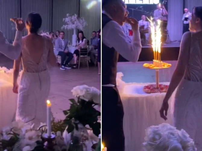 Mladenci umesto svadbene torte izneli picu