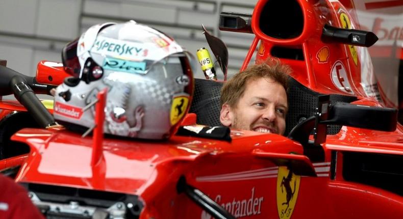 Ferrari's driver Sebastian Vettel at the Sochi Autodrom circuit on April 27, 2017