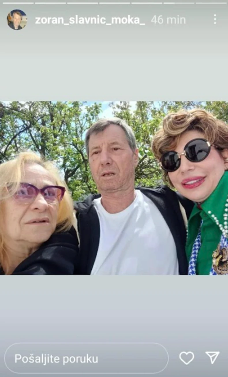 Moka Slavnić sa devojkom i bivšom ženom