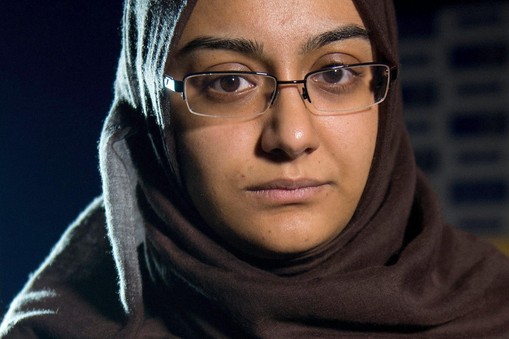 FILE PHOTO: Renu Begum, sister of teenage British girl Shamima Begum, holds a photo of her sister as