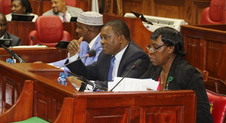 National Assembly Speaker Justin Muturi chairs the Committee on Appointments during the vetting of Education CS George Magoha (Twitter)