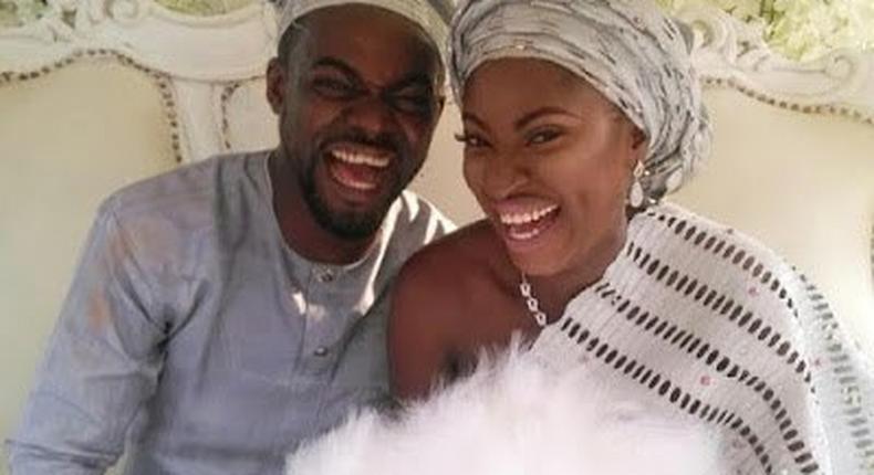 Olakunle 'Abounce' Fawole was reportedly absent as wife, Yvonne Jegede dedicates son.
