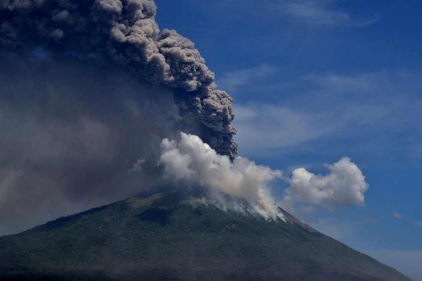 An eruption of Mount Ile Lewotolok