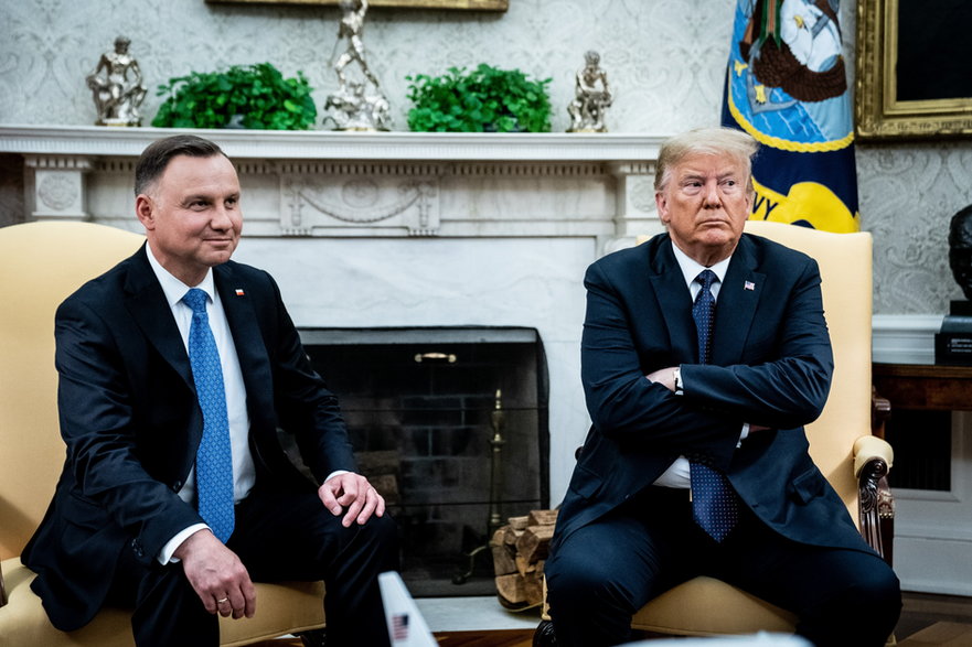 Andrzej Duda i Donald Trump podczas spotkania w Białym Domu, 24 czerwca 2020 r. 