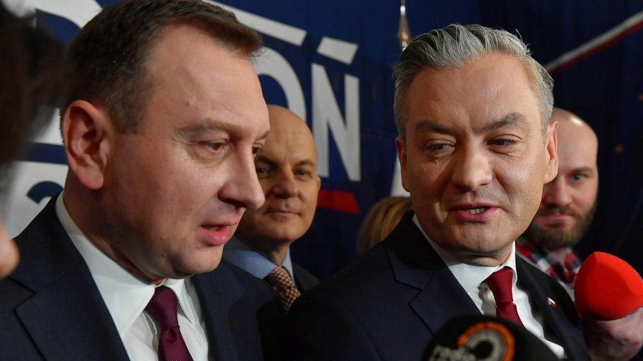 Tomasz Trela i Robert Biedroń, kandydat Lewicy na prezydenta, zdjęcie z lutego 2020 r.