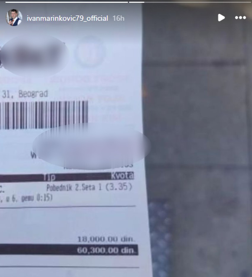 Ivan Marinković se kladio na Novaka Đokovića