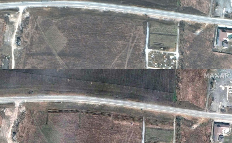 Porównanie zdjęć satelitarnych z 23 i z 29 marca