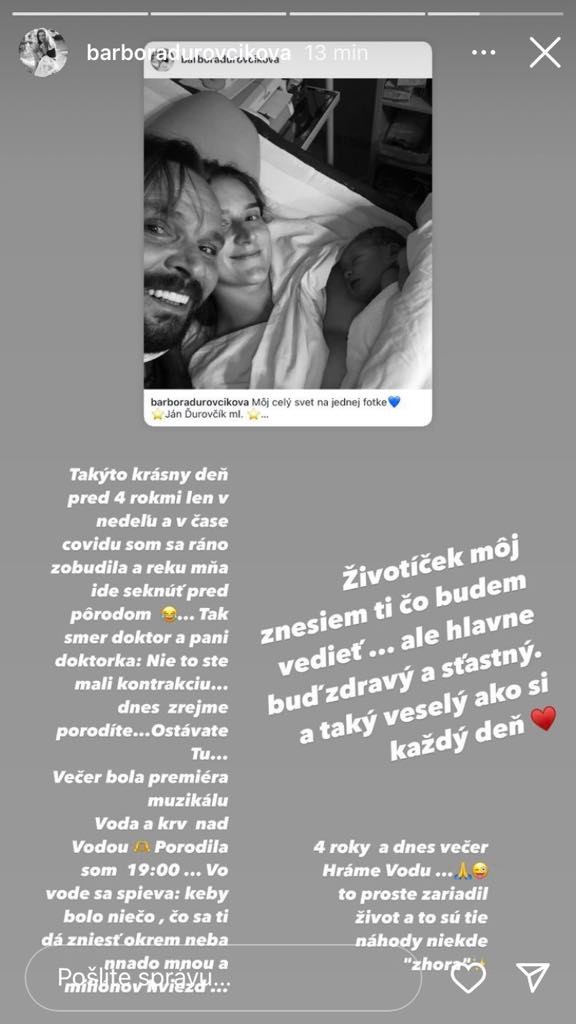 Barbora si zaspomínala na deň, kedy porodila syna.