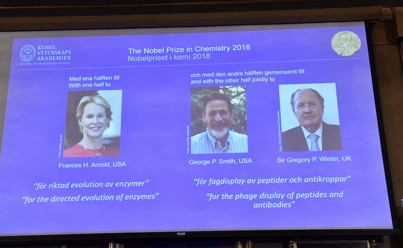 Frances H. Arnold, George P. Smith i Sir Gregory P. Winter zostali tegorocznymi laureatami Nagrody Nobla w dziedzinie chemii