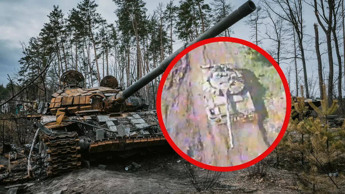 Rosyjski T-72 trafiony przez drona kamikadze