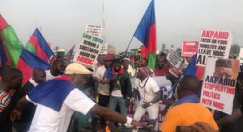 Ijaw youths protest against Buhari's appointment of Okon-Awka as NDDC boss. [NAN]