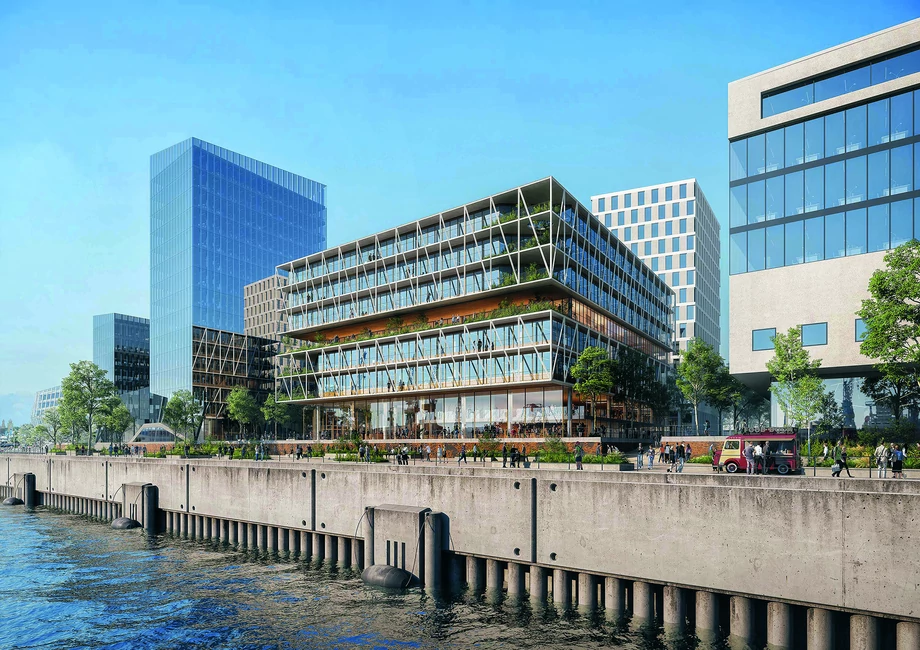 HafenCity, czyli projekt nowej dzielnicy w dawnym porcie w Hamburgu. Nie zabrakło tu miejsca na nabrzeże do cumowania.