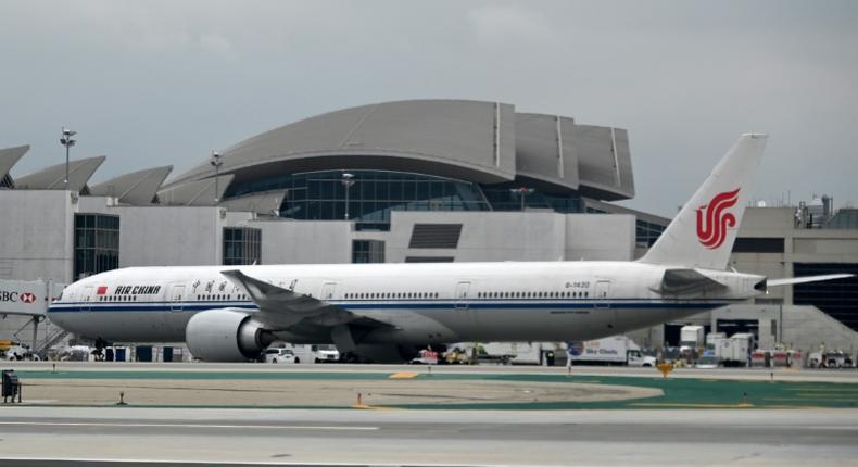 An Air China jet at a gate at Los Angeles International Airport, California on May 9, 2019