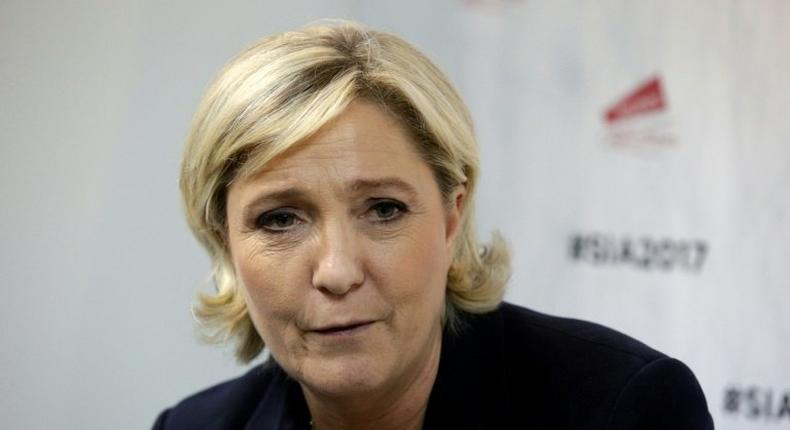 French far-right Front National (FN) party candidate for the presidential election Marine Le Pen, seen February 28, 2017, sent a graphic series of tweets, including a photo of the decapitated body of US reporter James Foley