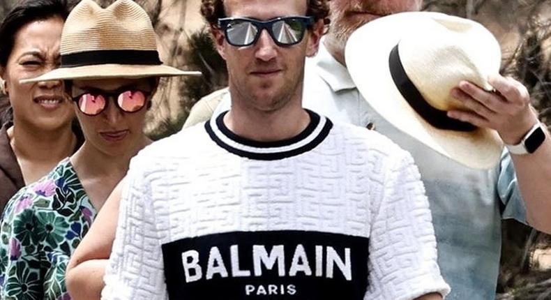 A photo of Mark Zuckerberg wearing a Balmain shirt while on vacation.Courtesy of Backgrid