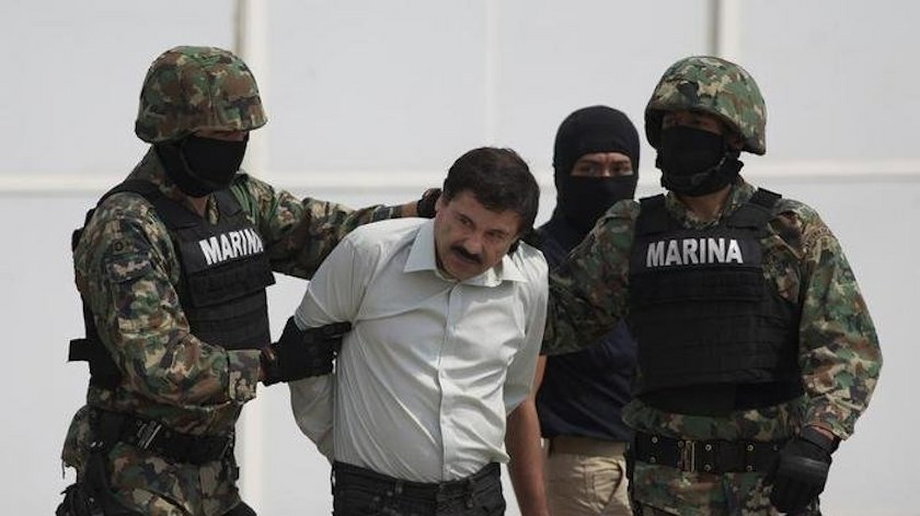 "El Chapo" Guzmán in Mexican custody after his arrest in 2014.