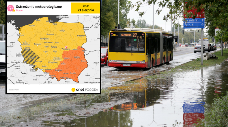 Pogoda. W Polskę uderzą dziś następne burze i ulewy. Żaden region nie będzie bezpieczny. IMGW alarmuje (mapa: IMGW)