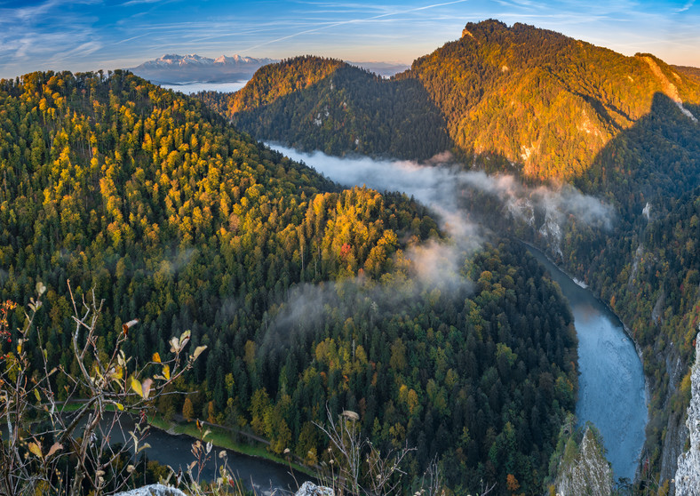 Panorama na Dunajec i Tatry z masywu Pienin