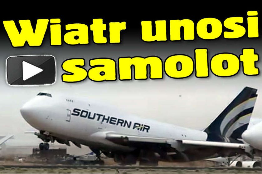 Wiatr unosi samolot