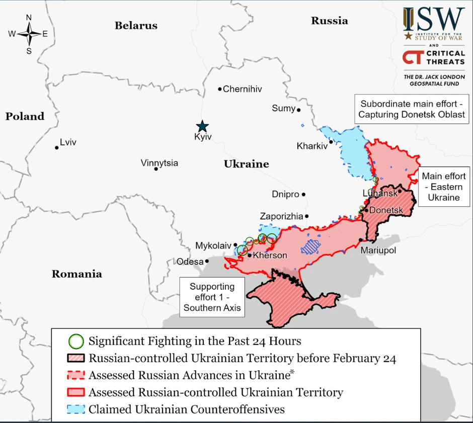 Mapa Ukrajina 25 oktobar 2022.