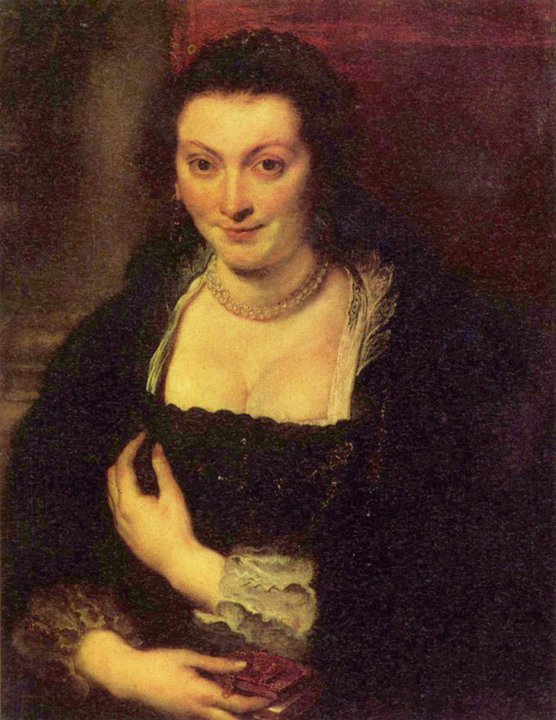 Isabella Brant była pierwszą żoną flamandzkiego malarza Petera Paula Rubensa, który namalował kilka jej portretów. Inny portret tego mistrza z ok. 1625 r. (Galleria degli Uffizi we Florencji). "Biel jest trucizną dla obrazu: używaj jej tylko w prześwietleniach" – mawiał Rubens. 