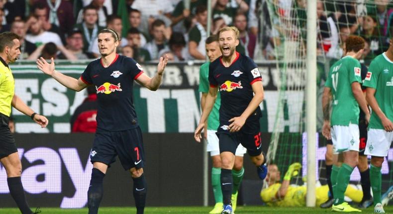 Marcel Sabitzer scored a first half free kick as Leipzig beat Cologne 3-0