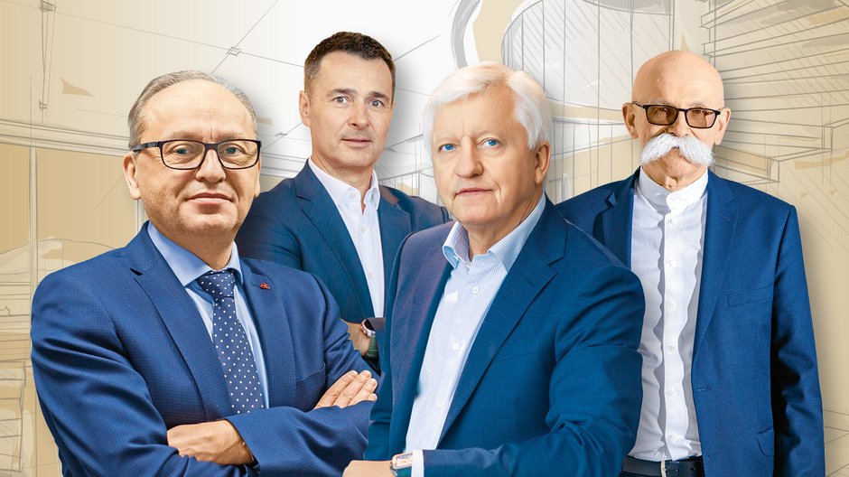 Ranking 30 Największych Polskich Deweloperów „Forbesa”. Od lewej: Zbigniew Juroszek - Atal, Andrzej Oślizło - Develia, Mieczysław Ciomek - Invest Komfort, Władysław Grochowski - Arche.