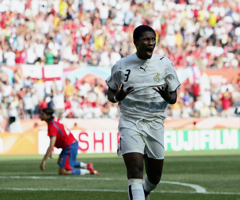 Asamoah Gyan scored Ghana's first-ever goal at the World Cup in a 2-0 victory over Czech Republic