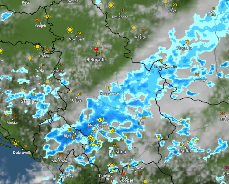 Kretanje nevremena u 15 sati