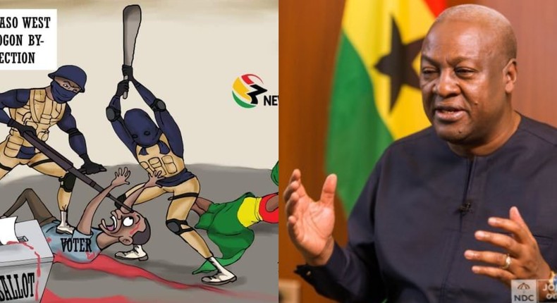 Mahama throws back to by-election cartoon; explains “sensitivity and “double standards