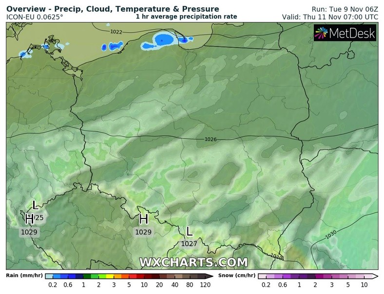 Nad ranem nad morzem zacznie słabo padać