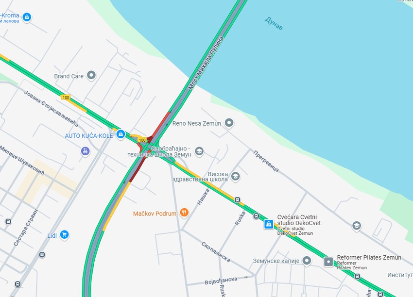 (Mapa) Stvaraju se gužve na isključenju sa Pupinovog mosta