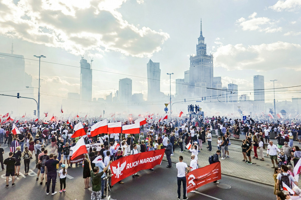Obchody 76. rocznicy wybuchu Powstania Warszawskiego na rondzie Dmowskiego w Warszawie (sierpień)
