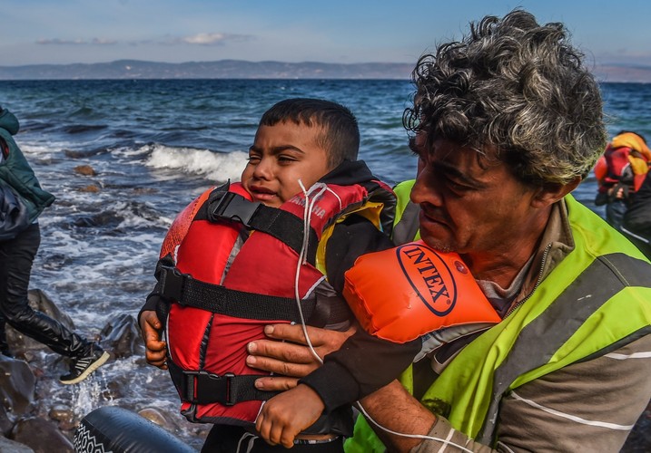 Uchodźcy z Afganistanu u wybrzeży wyspy Lesbos