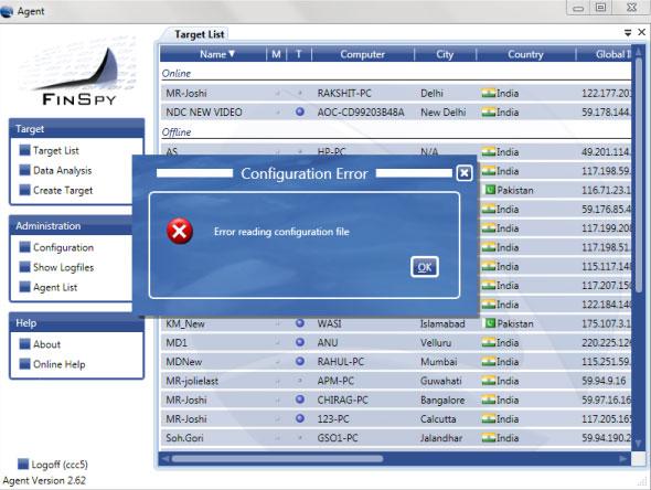 Wikileaks obok tajnych dokumentów firmy Gamma opublikował również szpiegowski program FinSpy. Powyżej widoczna jest centrala kontroli szpiegowskiego oprogramowania.
