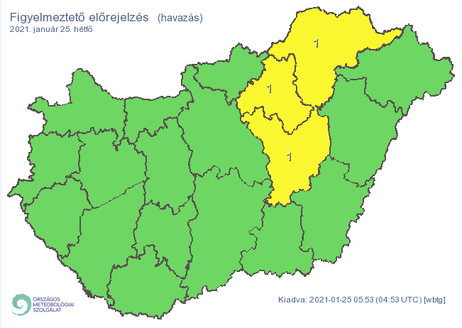A várható erős havazás miatt riasztást adtak ki. /Fotó: Országos Meteorológiai Szolgálat