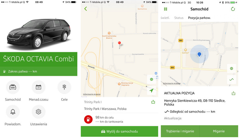 Aplikacja Skoda Connect