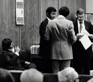 Roman Polański na przesłuchaniu w maju 1977 roku/ fot. Getty Images