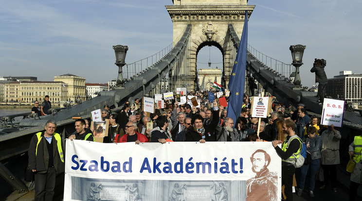 Az Akadémiai Dolgozók Fórumának Menete /Fotó:MTI/Koszticsák Szilárd