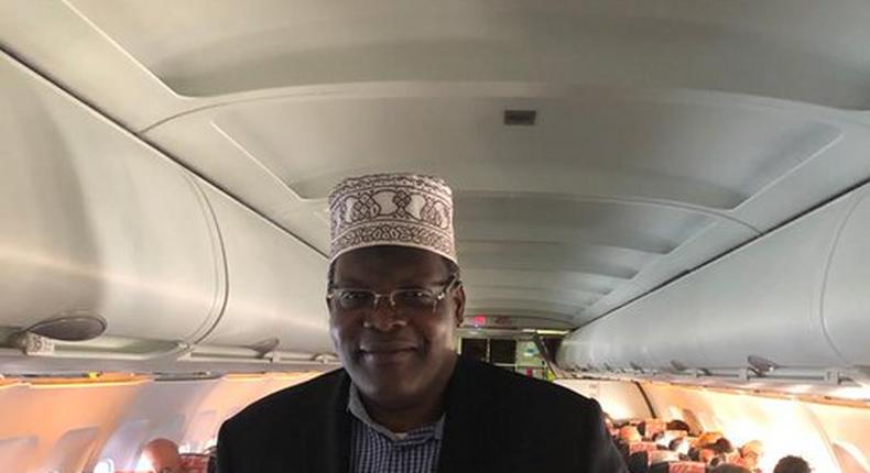 Lawyer Miguna Miguna after boarding flight to Kenya 