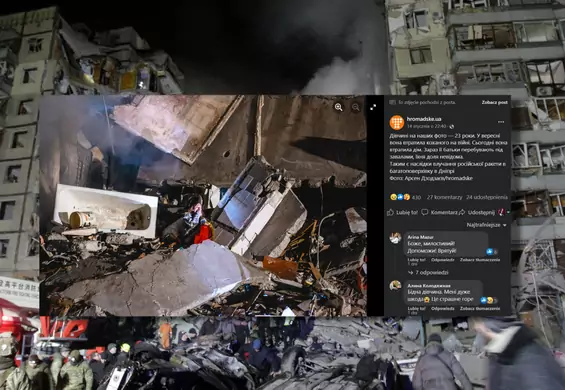 Tragedia w Dnieprze. To zdjęcie 23-latki w ruinach wieżowca obiegło świat 