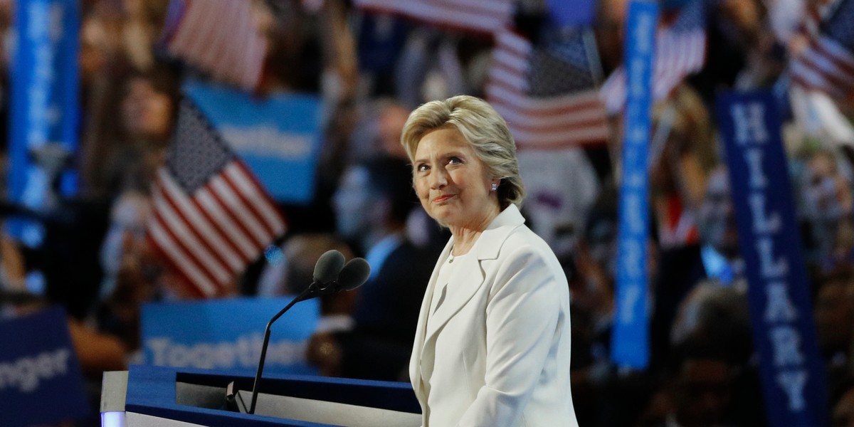 Hillary Clinton accepts the nomination on the final night of the Democratic National Convention in Philadelphia.