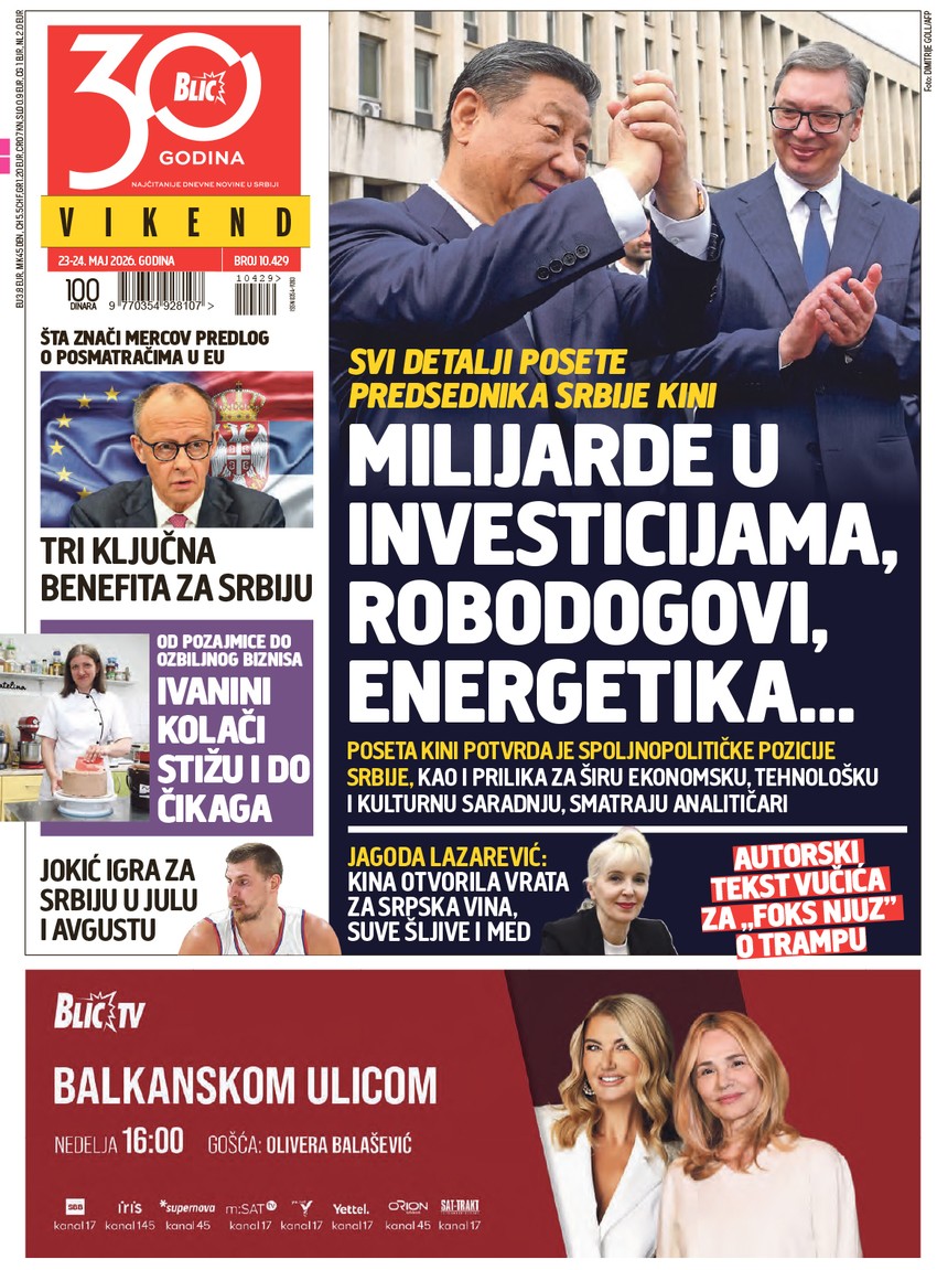 Blic naslovna strana za 23.5.