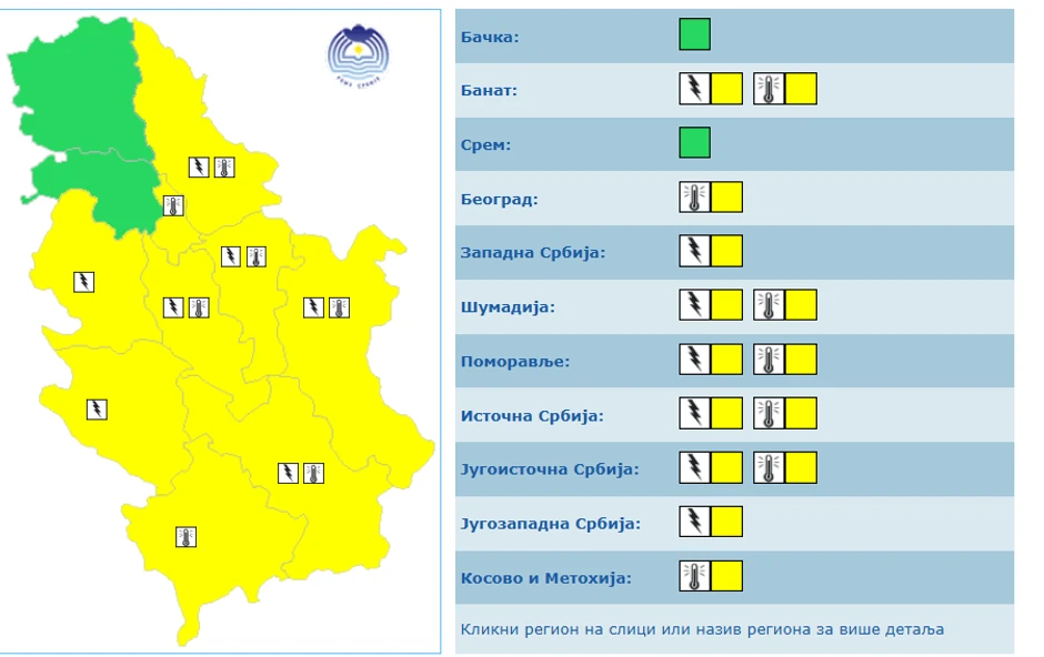 RHMZ meteoalarma za 27. jun