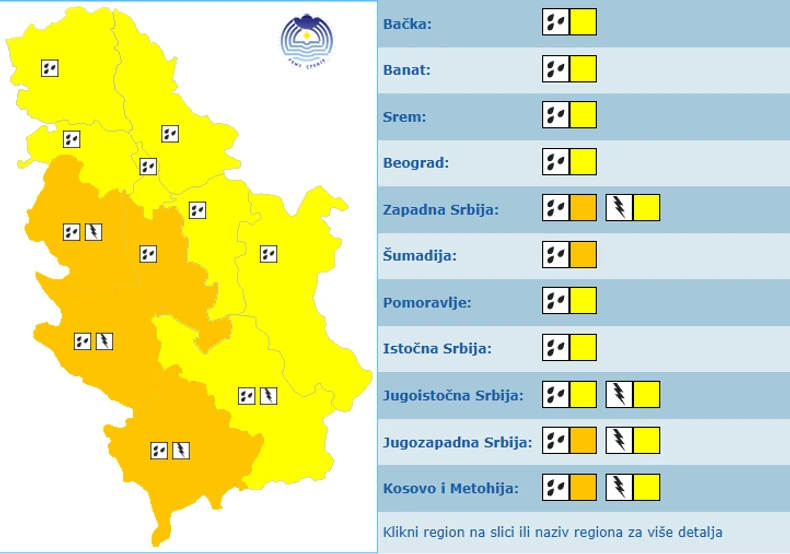 Meteoalarm za 29. avgust